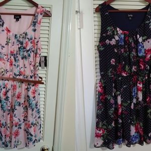Lot 2 Womens Floral Dress Skirts Belted XXL Waist